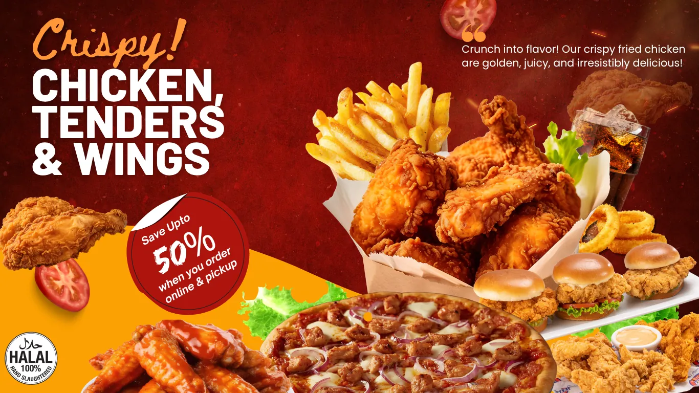 Crispy halal fried chicken, tenders & wings at Broaster Chicken Auburn — save up to 50% when you order online